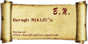 Beregh Miklós névjegykártya